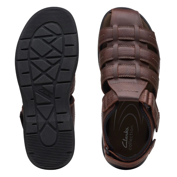 Clarks Mens Walkford Fisherman Sandal in Brown Tumbled Leather. 26171794 main image 7